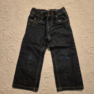 Crazy 8 boys size 2T dark wash jeans, side and back elastic waist, EUC